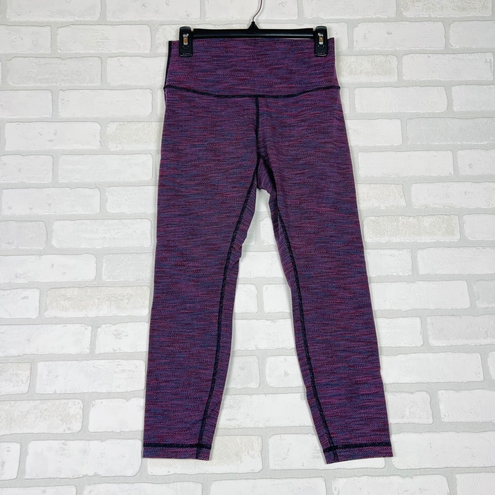 Lululemon Womens High Rise Space Dye Leggings Purple Magenta Size 6 25 Inseam